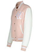 Off White 'Varsity' Pink Fabric Blend Bomber Jacket