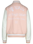 Off White 'Varsity' Pink Fabric Blend Bomber Jacket