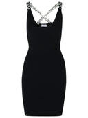 Uit witte zwarte viscose blend jurk