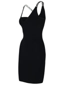 Uit witte zwarte viscose blend jurk