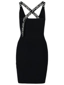 Uit witte zwarte viscose blend jurk
