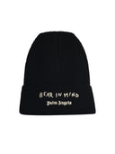 Palm Angels 'Bear In' Black Wool Beanie