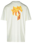 Palm Angels 'Burning Palm' Cream Cotton T Shirt