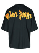 Palm Angels 'Burning Palm' Black Cotton Oversize T Shirt