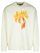 Palm Angels 'Burning Palm' Cream Cotton Sweatshirt
