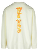 Palm Angels 'Burning Palm' Cream Cotton Sweatshirt