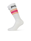 Palm Angels Striped White Cotton Socks