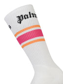 Palm Angels Striped White Cotton Socks