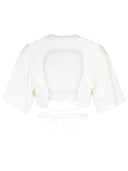 Palm Angels Crop T Shirt In White Cotton