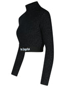 Palm Angels Crop Top in Black Viscose Blend