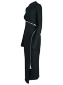 Abito di miscela in poliestere nero attico