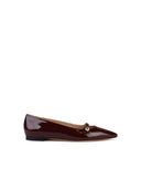 Casadei 'Cleo' Burgundy Shiny Lear Ballet Flats