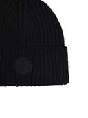 Moncler Black Virgin Wool Beanie