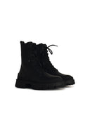 Moncler 'Hevea' Black Matte Lear Ankle Boots