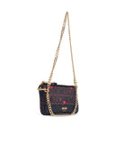 Moschino Logo Brown Lear Blend Crossbody Bag