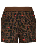 Moschino Logo Brown Cotton Blend Shorts