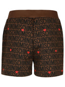Moschino Logo Brown Cotton Blend Shorts