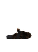 Moschino Logo Brown Lear Blend Slippers