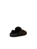 Moschino Logo Brown Lear Blend Slippers
