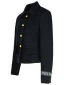 Giacca di miscela di lana nera patou