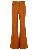 Pantaloni bagliori di miscela di lana di lana marrone Patou