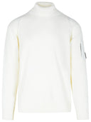 C.P. Company Turtleneck Sweater In White Wool Blend