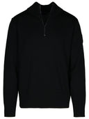 Felpa di lana nera "1/4 Zip Rosseau"