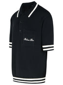 Balmain 'Signature' Black Cotton Blend Polo Shirt