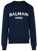 Balmain Blue Merino Wool Blend Sweater