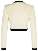 Balmain „Crop” Cream Wool Blend Cardigan