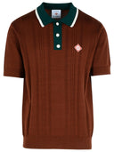 Casablanca 'Mini Cable' Brown Cotton Polo Shirt
