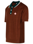 Casablanca 'Mini Cable' Brown Cotton Polo Shirt