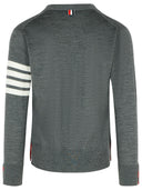 Thom Browne '4 bar' cardigan di lana vergine grigia