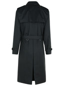Trench Burberry Long Black Cotton 'Kensington'