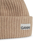 Berretto in lana beige Ganni