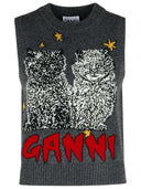 Ganni Grey Wool Blend Vest