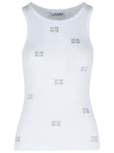 Ganni White Cotton Tank Top