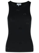 Ganni Black Cotton Tank Top