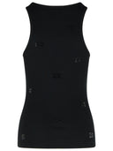 Ganni Black Cotton Tank Top