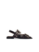 Ganni 'Buckle' Bourgogne Lear Ballet Flats