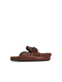 Jw Anderson 'Ruffle' Brown Lear Slippers
