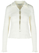 Lanvin 'Ribbed' White Cotton Cardigan