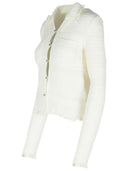 Lanvin 'Ribbed' White Cotton Cardigan