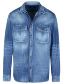 Chemise en jean bleu clair dsquared2