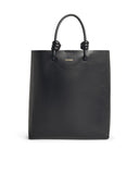 Jil Sander 'Tote' Black Lear Crossbody Bag