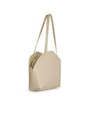 Jil Sander 'Curve Media' White Lear Crossbody Bag