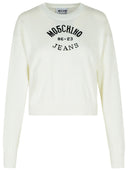 Moschino -Jeans weißer Baumwollpullover
