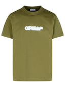 Uit witte 'spray pijl' groen katoenen t -shirt