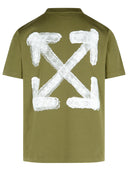 Uit witte 'spray pijl' groen katoenen t -shirt