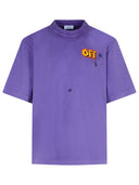 Off White 'Arrorw' Purple Cotton T -skjorte
